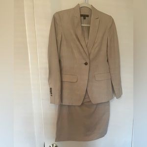 Brooks Brothers Tan linen skirt suit